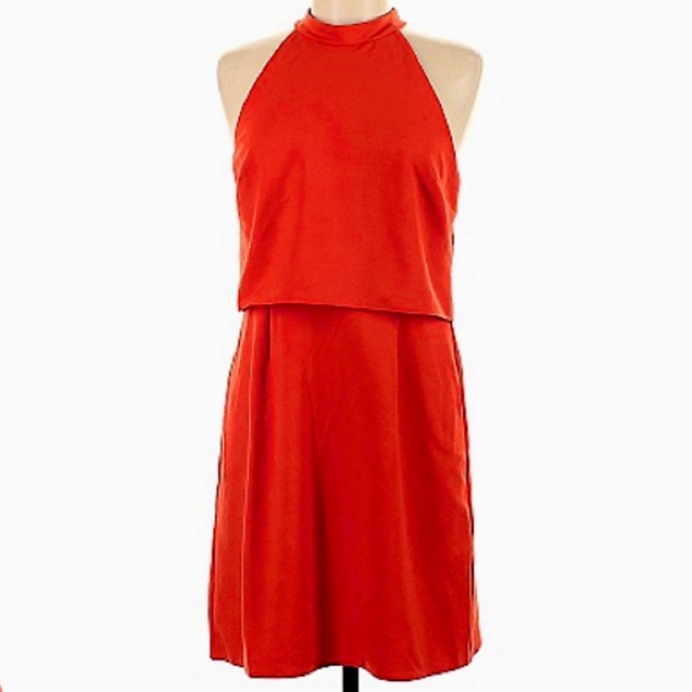 ASOS ORANGE size 8 sleeveless high neck zip back midi GREAT FIT! Flattering Fit